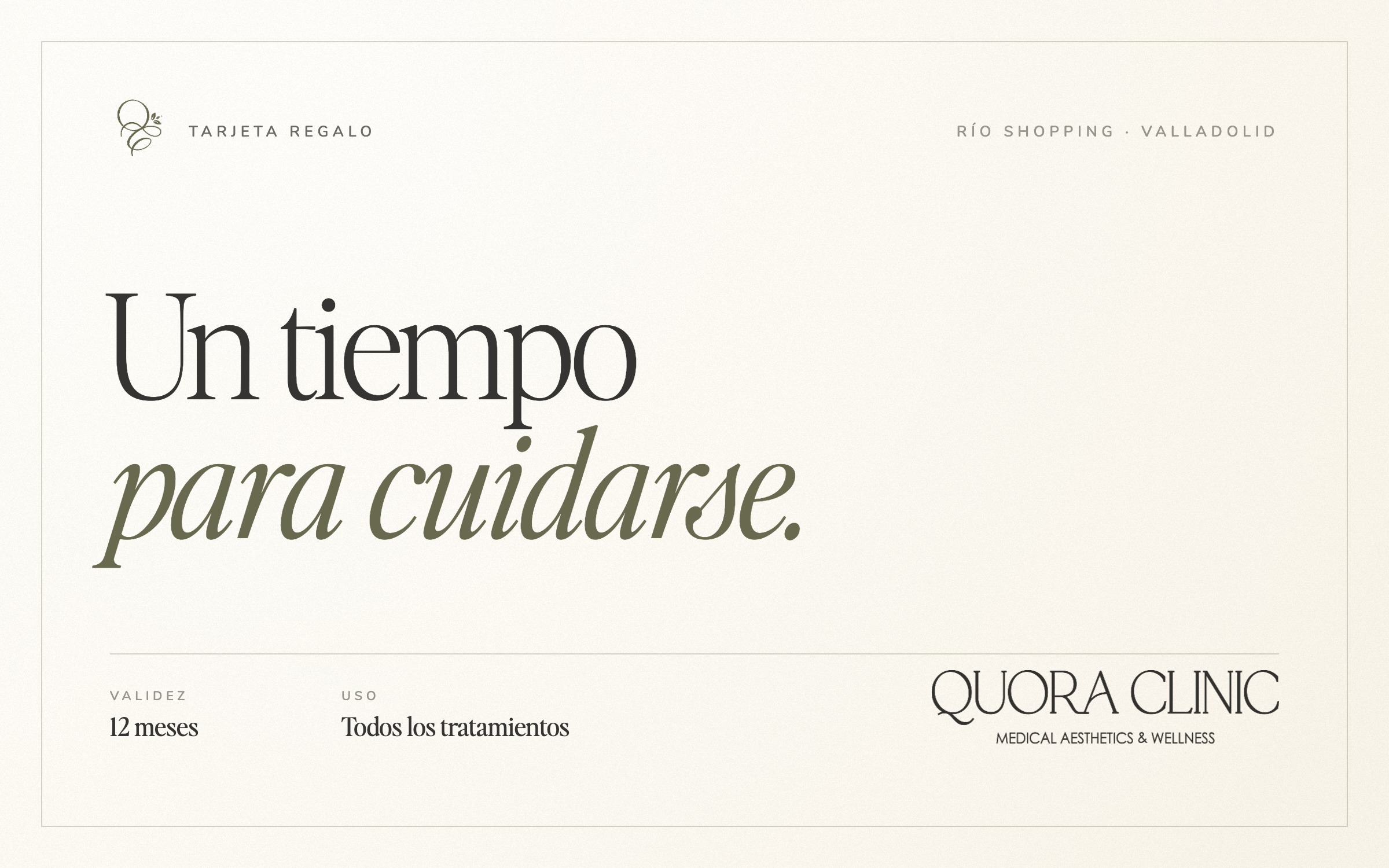 Tarjeta regalo QUORA Clinic: Un tiempo para cuidarse